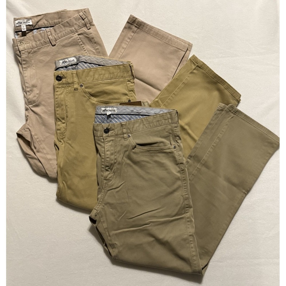 Lot of 3 Peter Millar Pants Men's 33 5-Pocket Stretch Casual Chino Performance